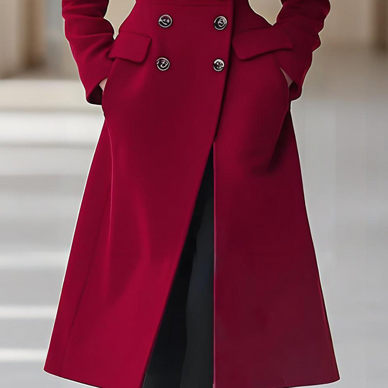 Double Breasted Long Women's Coat Fashion Reversible Woolen Jacket