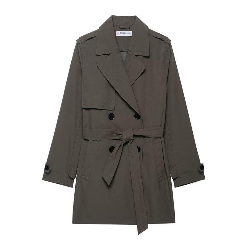 Temperament Women's Hydrophobic Windproof Double Breasted Trench Coat