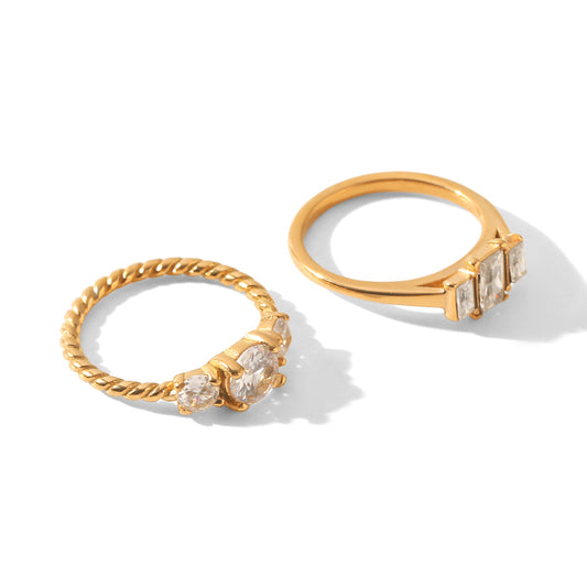 Bague en acier titane et zircon