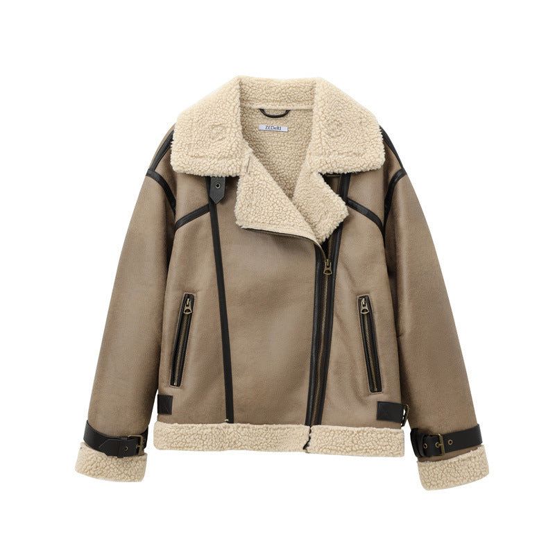 Women's Fashion Strap Trim Hem Double-sided Jacket Coat