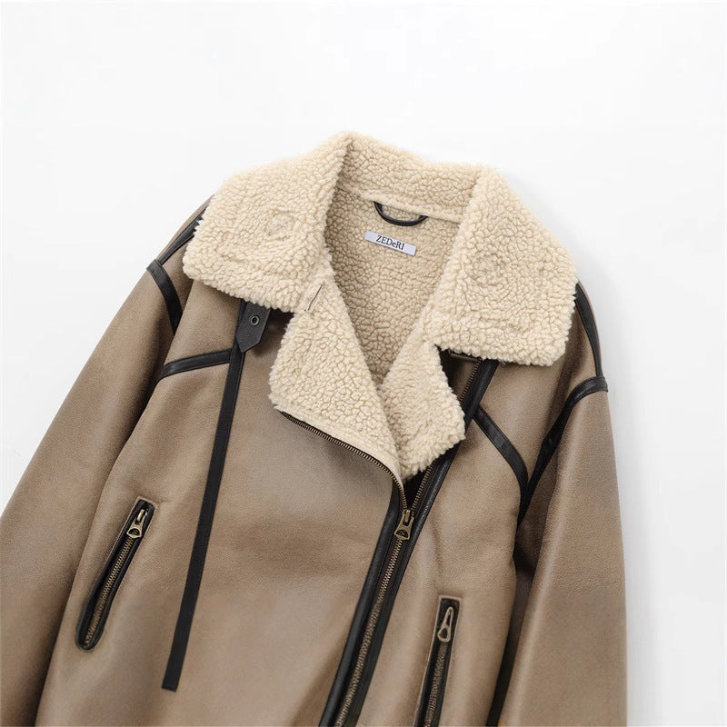 Women's Fashion Strap Trim Hem Double-sided Jacket Coat