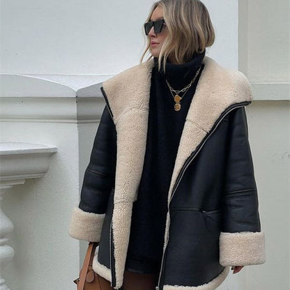 Fashion Cashmere  Fur  Composite  Coat