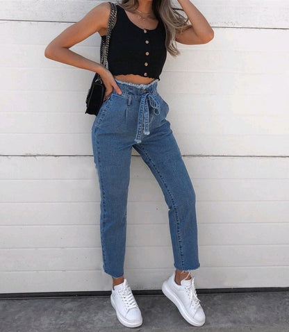 jeans crayon taille haute