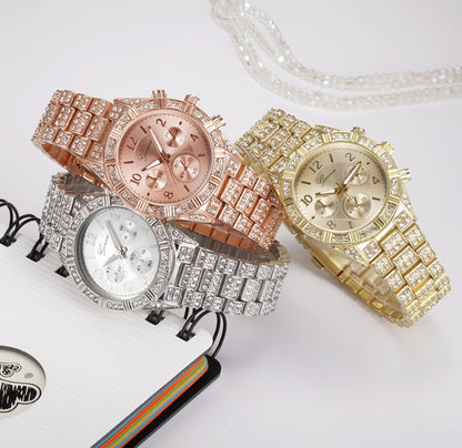Crystal Quartz  Watch Fashion Stainless Steel Geneva  Hombre Montre Femme Sport Watches