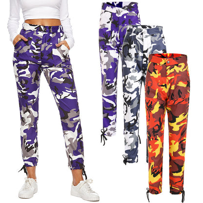Orange Camouflage  Lila Rosa  Pantalon Femme