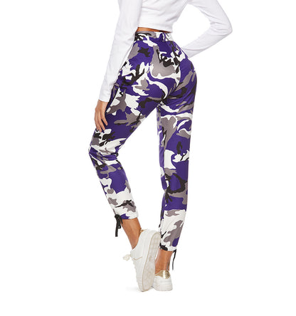 Orange Camouflage  Lila Rosa  Pantalon Femme