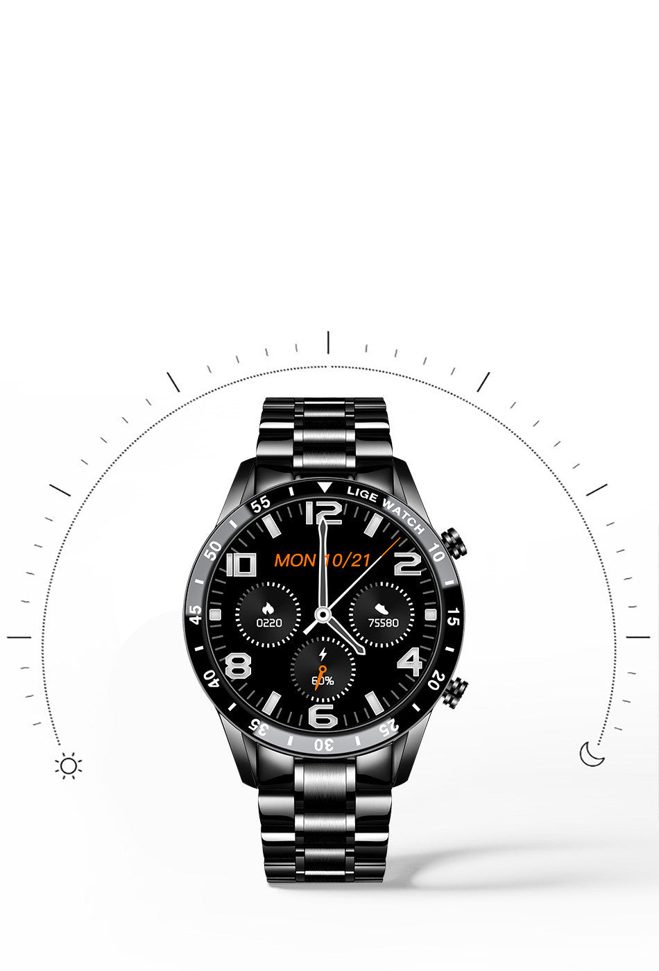 Waasserdicht Smartwatch mat Bluetooth mat Blutdrock an Häerzfrequenz
