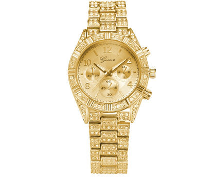 Crystal Quartz  Watch Fashion Stainless Steel Geneva  Hombre Montre Femme Sport Watches