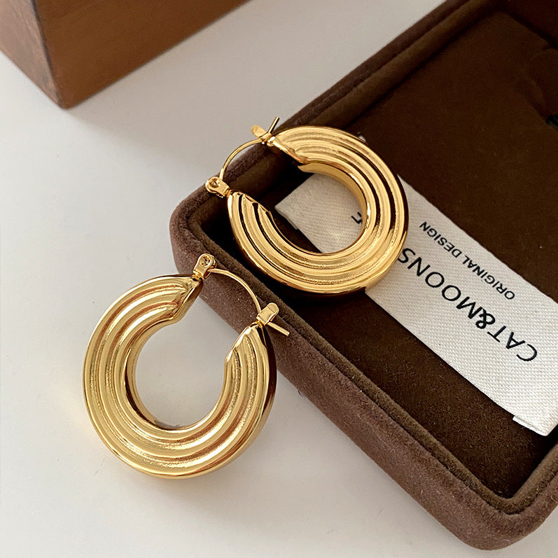 Boucles d'oreilles rondes en acier titane