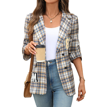 Style Fashion Suit Plaid Coat