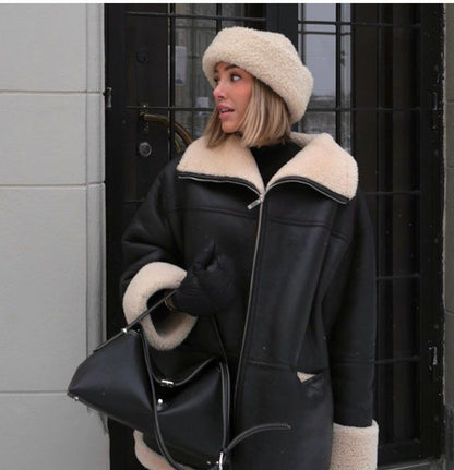 Fashion Cashmere  Fur  Composite  Coat