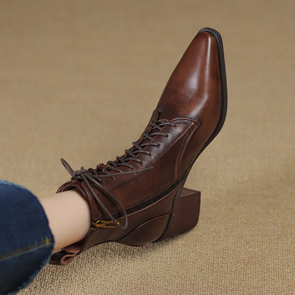 Bottines a lacets a talon épais