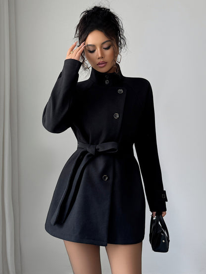 Solid Casual Button Long  Jacket