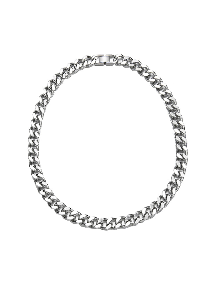 Collier en acier titane a maillons cubains épais