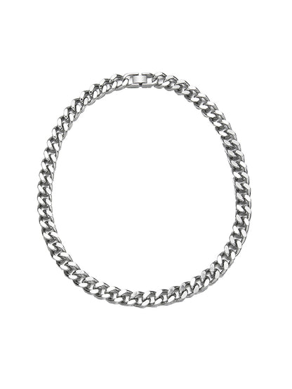 Collier en acier titane a maillons cubains épais
