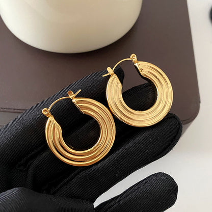 Boucles d'oreilles rondes en acier titane