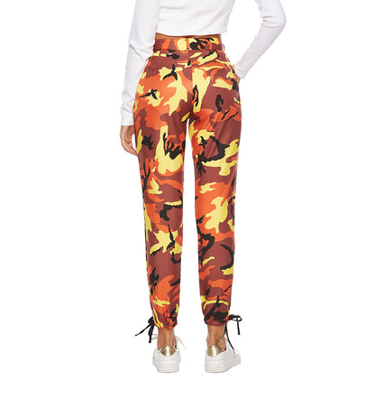 Orange Camouflage  Lila Rosa  Pantalon Femme