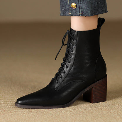 Bottines a lacets a talon épais