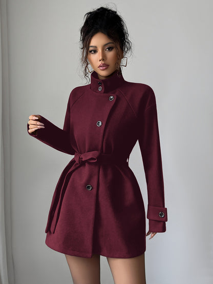 Solid Casual Button Long  Jacket