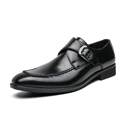 Spring And Autumn Fashion Square Buckle Low-cut Dress Leather Shoes