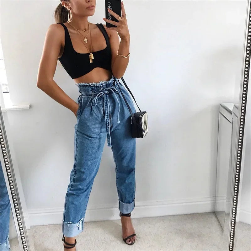 jeans crayon taille haute