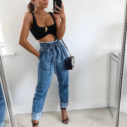 jeans crayon taille haute