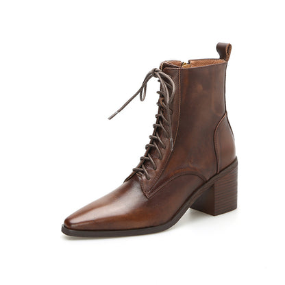 Bottines a lacets a talon épais