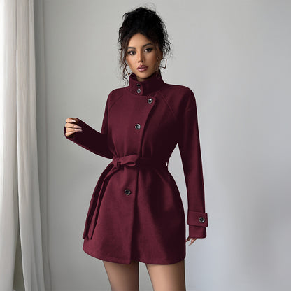 Solid Casual Button Long  Jacket