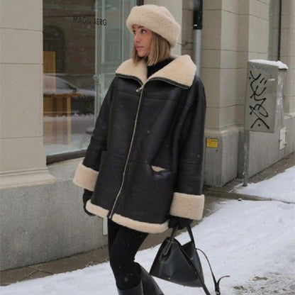 Fashion Cashmere  Fur  Composite  Coat