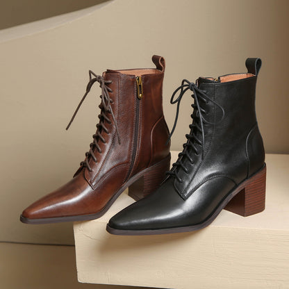 Bottines a lacets a talon épais