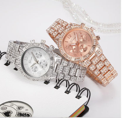 Crystal Quartz  Watch Fashion Stainless Steel Geneva  Hombre Montre Femme Sport Watches