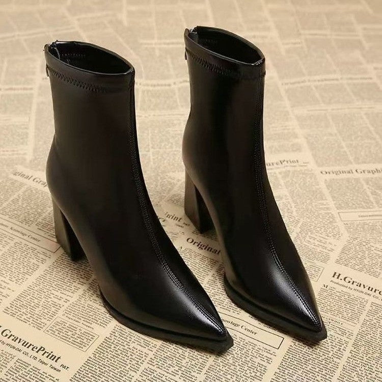 Women's New Casual Simple Graceful High Heel Martin Boots