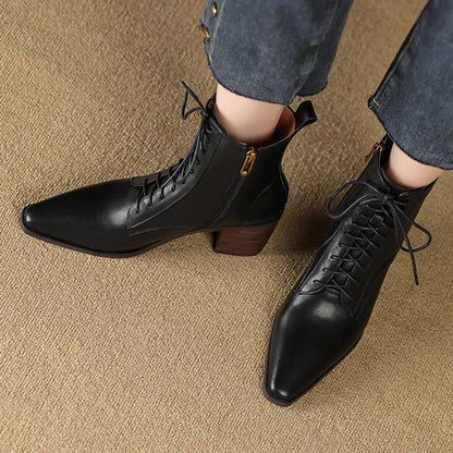 Bottines a lacets a talon épais
