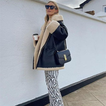 Fashion Cashmere  Fur  Composite  Coat