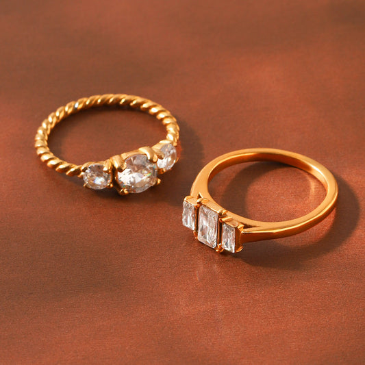 Bague en  acier titane et zircon