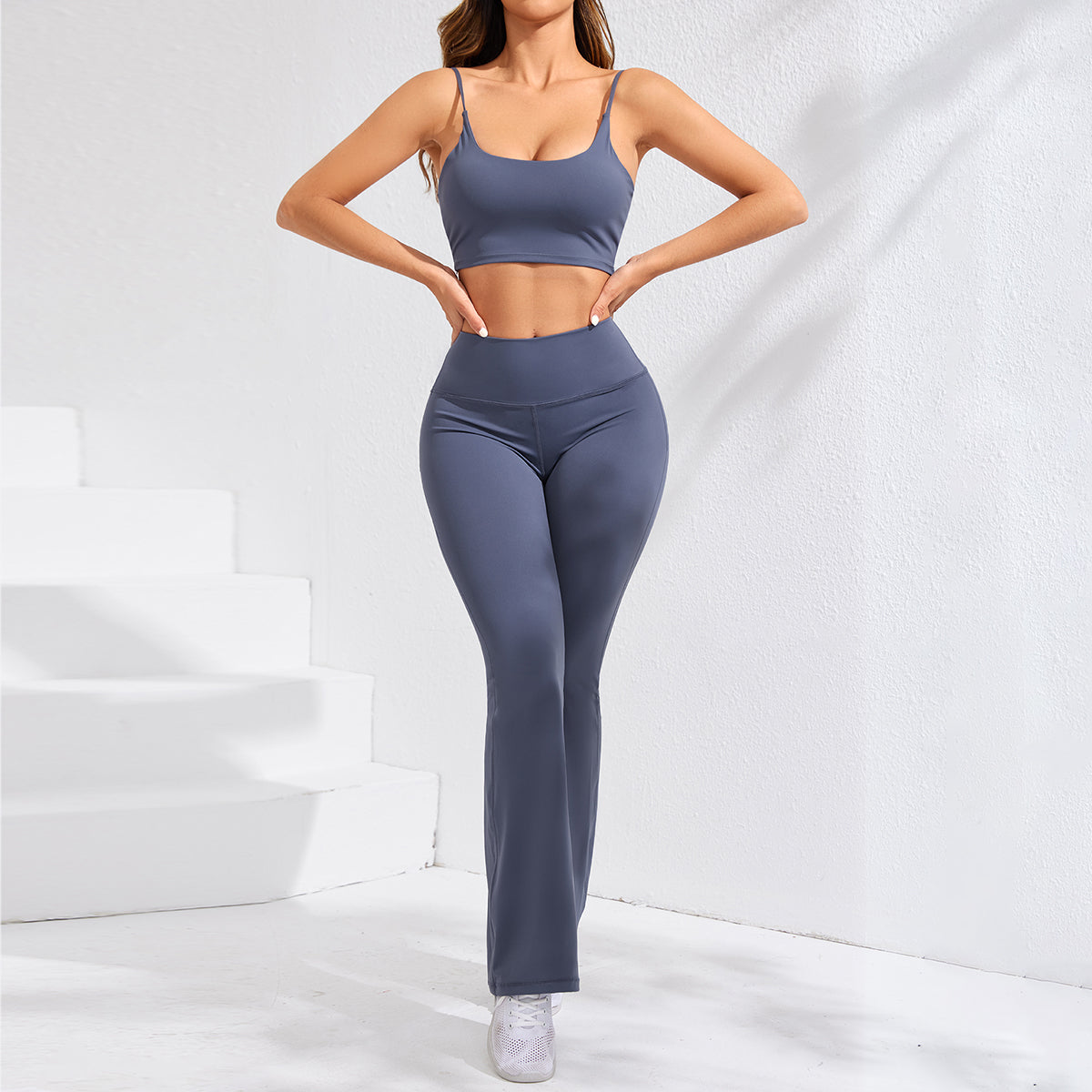 Héich-Taille Yoga-Box, eenheetlech Faarf