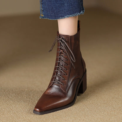 Bottines a lacets a talon épais
