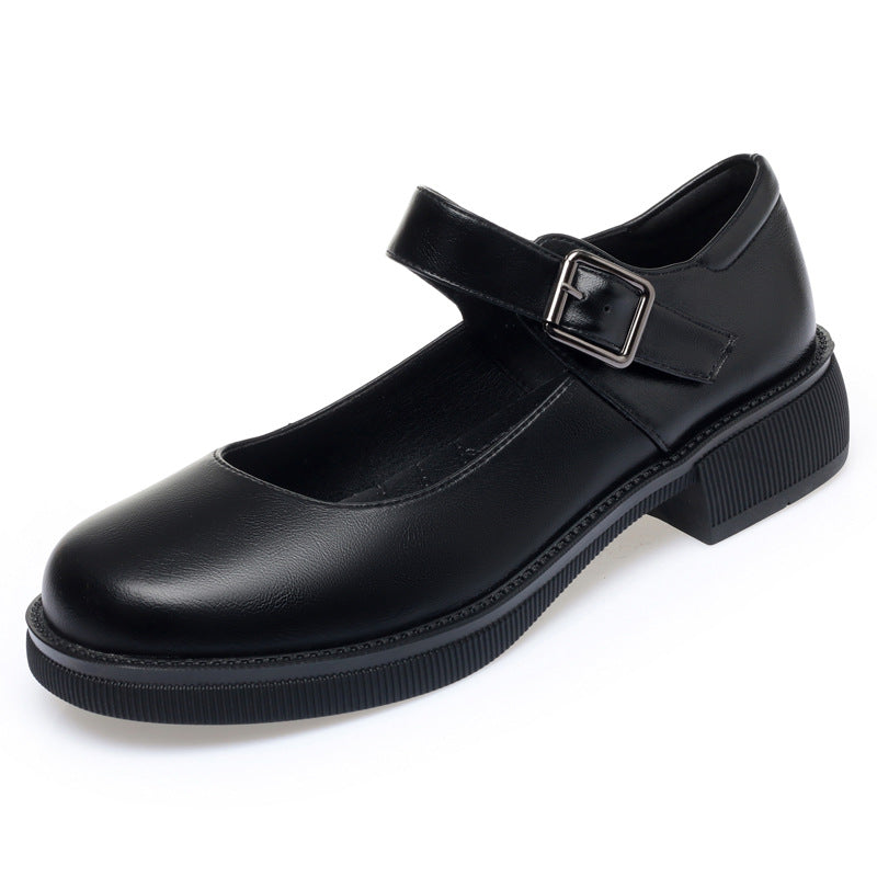 Round Head Fashion Soft Leather Comfortable Breathable Trendy