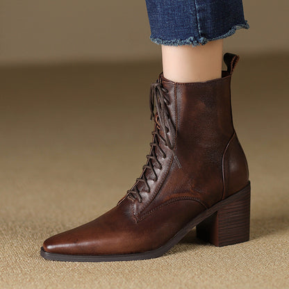 Bottines a lacets a talon épais