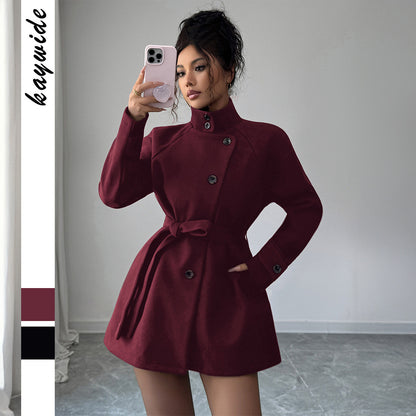 Solid Casual Button Long  Jacket